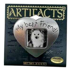 Artifacts JJ My Best Friend Photo Frame Pet Brooch Pin 1986 Silver Tone NEW Vtg